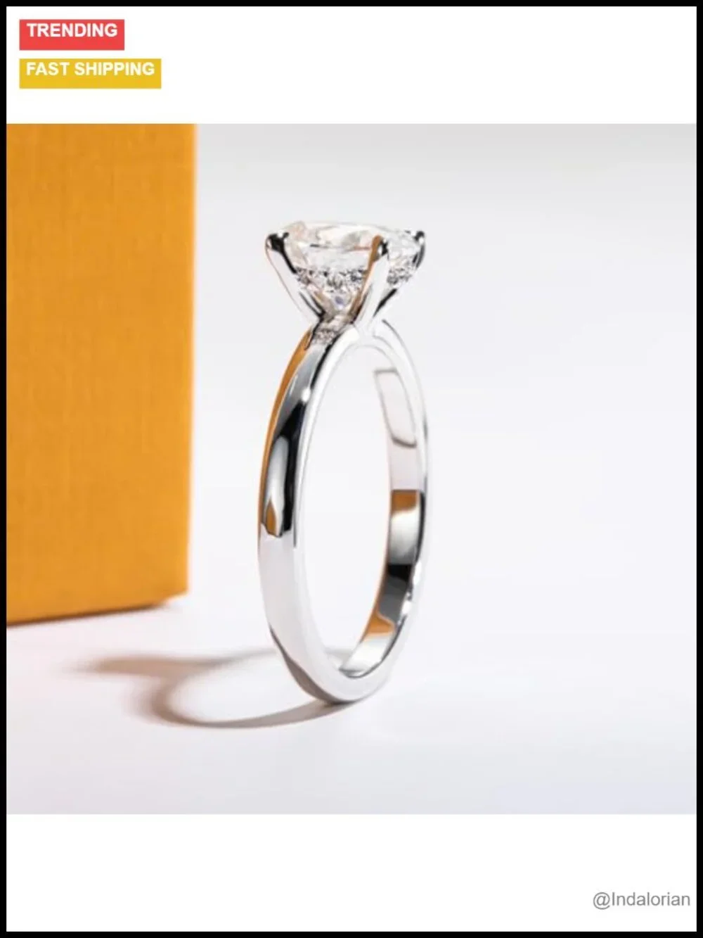 1.5CT Oval Moissanite Engagement Ring 925 Sterling Silver VVS1 D Color